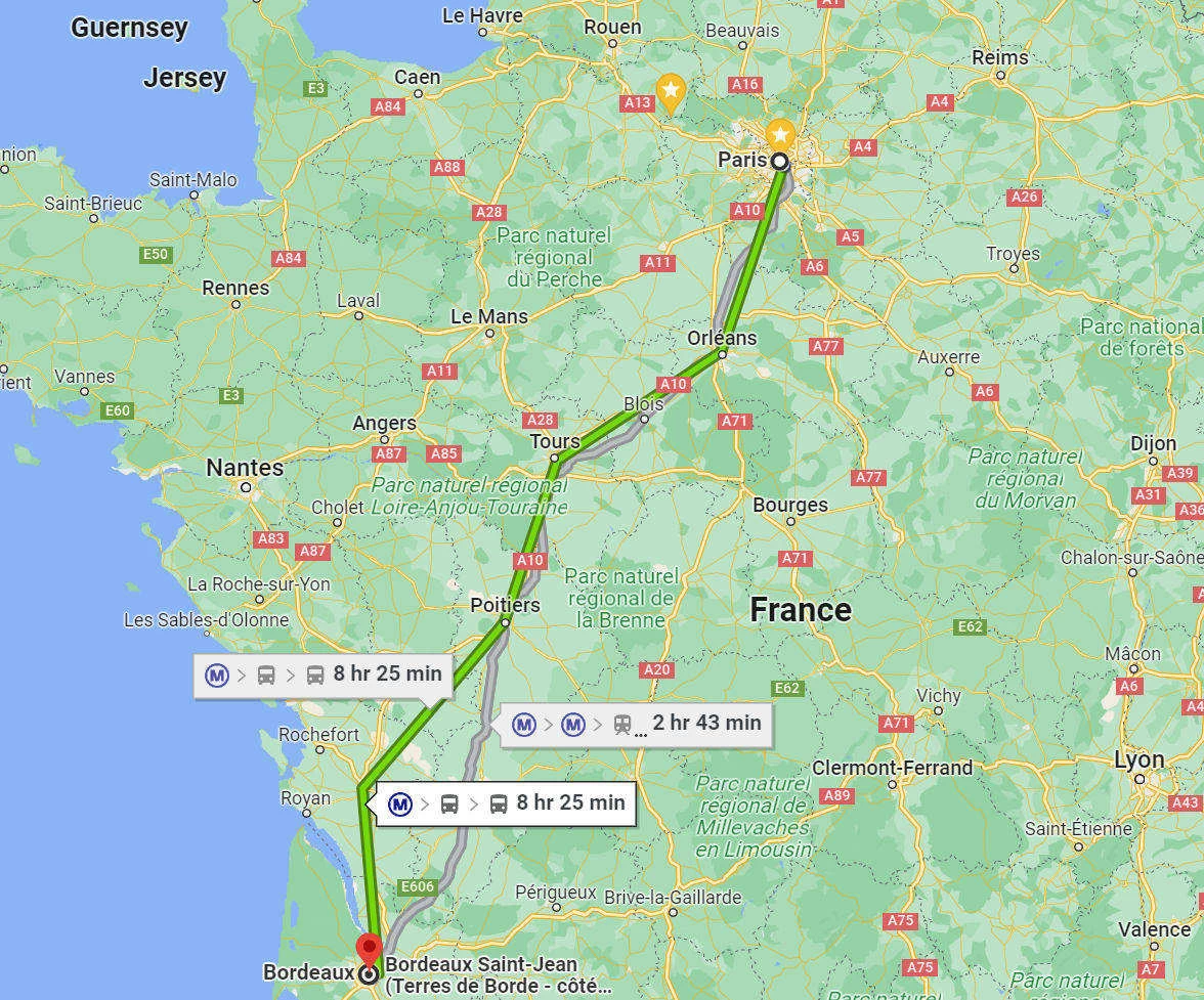 Paris To Bordeaux Map.webp